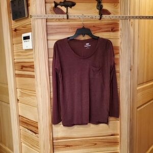 Old Navy Boyfriend Long Sleeve  Top Heather Plum Top SZ Sm